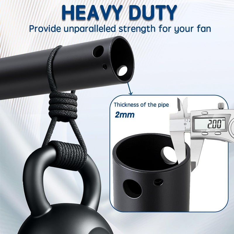 Feylan 24 Inch Ceiling Fan Downrod with UL Wires, Matte Black, 1-Inch Diameter, Unthreaded - Image 3